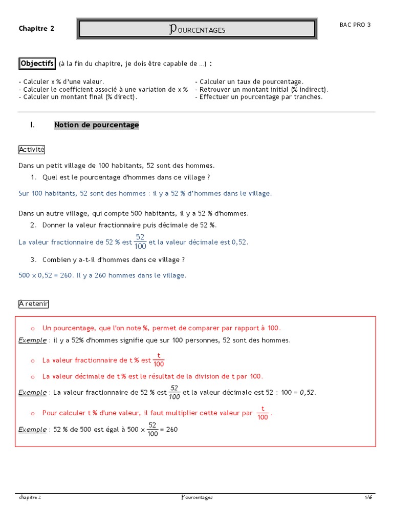 évaluation Pourcentage 6ème Avec Corrigé Pdf Cours PDF | PDF | Pourcentage | Arithmétique