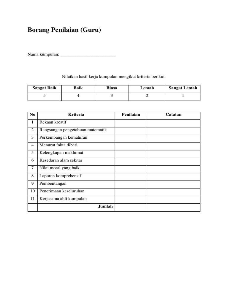 Borang Penilaian RPH | PDF