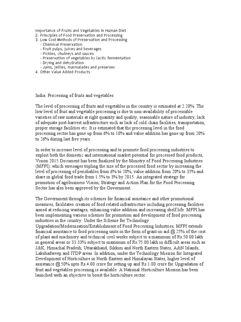 Importance of Fruits and Vegetables in Human Diet PDF Fruit