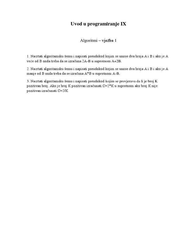Uvod U Programiranje IX-Algoritmi - Uslovni PDF | PDF