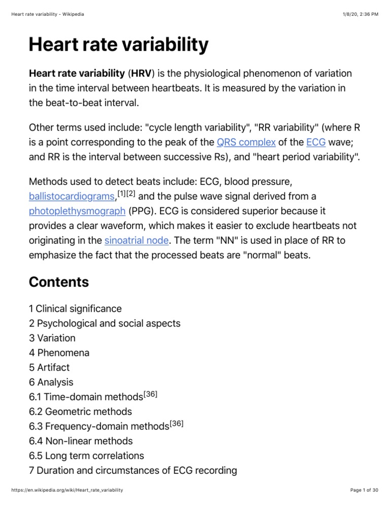 Heart Rate Variability Overview | PDF | Science | Physiology