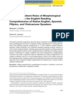 Direct and Indirect Roles of Morphological Awareness in The English Reading Comprehension of Native English, Spanish, Filipino, and Vietnamese Speakers