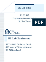 EE Lab Intro: ELEC 105 Engineering Fundamentals II Dr. Ron Hayne