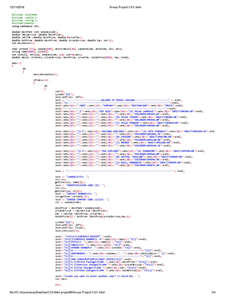 Travel Package Booking System Code | PDF | Computing And Information ...