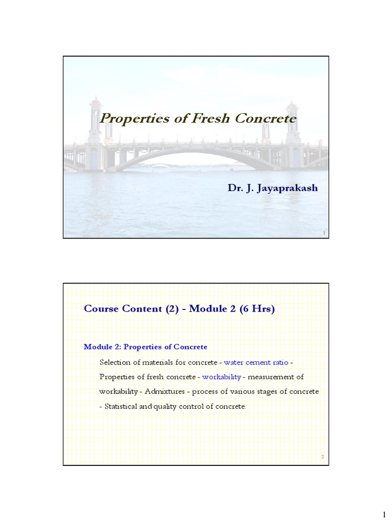 Properties and Testing of Fresh Concrete | PDF | Concrete | Porosity