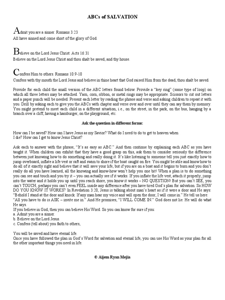 Abcs of Salvation