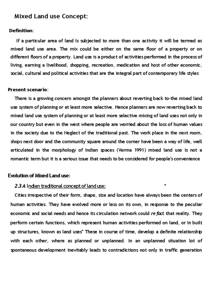 Mixed Land Use Concept Definition PDF Urban Sprawl Economies