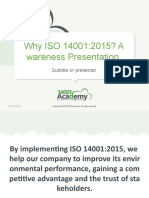 Why ISO 14001:2015? A Wareness Presentation: Subtitle or Presenter