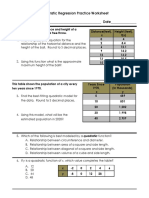 Quadratic Regression Practice Worksheet Name - Date