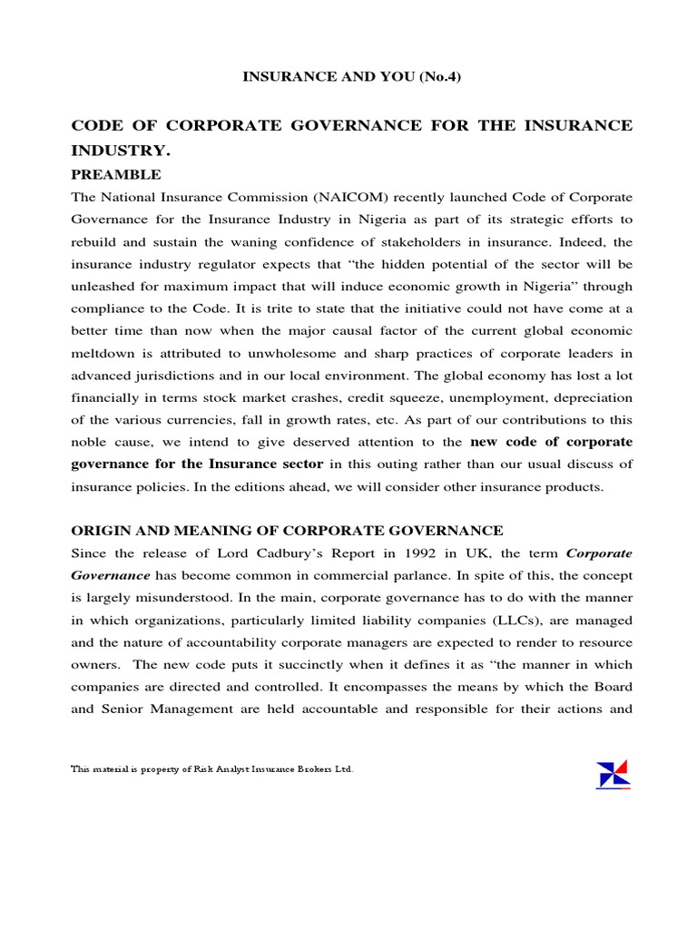 Understanding the code of corporate governance for the nigerian