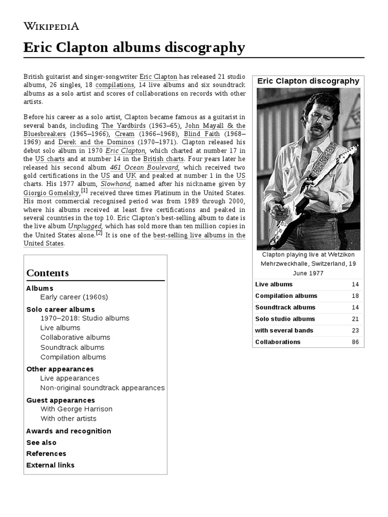 ERIC CLAPTON ALBUMS DISCOGRAPHY intelligence overview