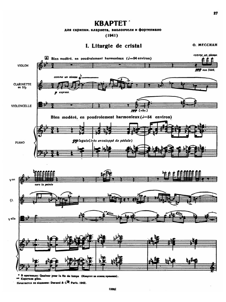 Messiaen Olivier Cuarteto Para El Fin De Los Tiempos Pdf