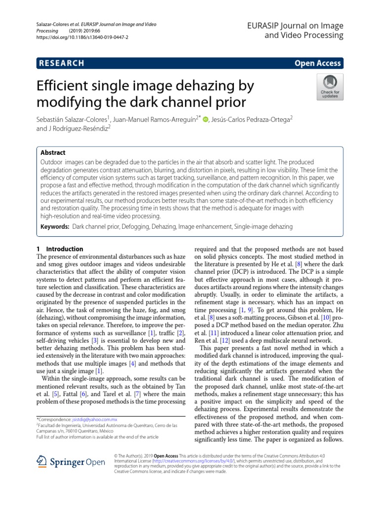 Efficient Single Image Dehazing by Modifying The Dark Channel Prior ...