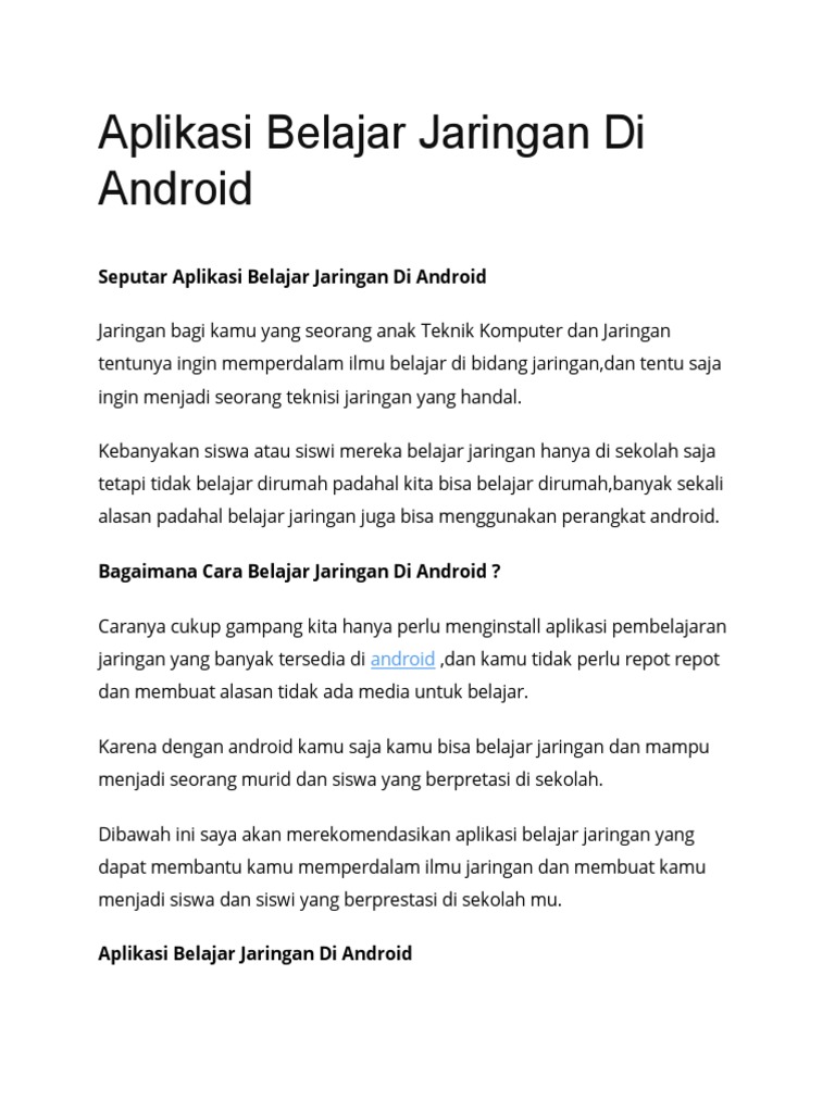 10 Aplikasi Belajar Jaringan Di Android | PDF | Bisnis