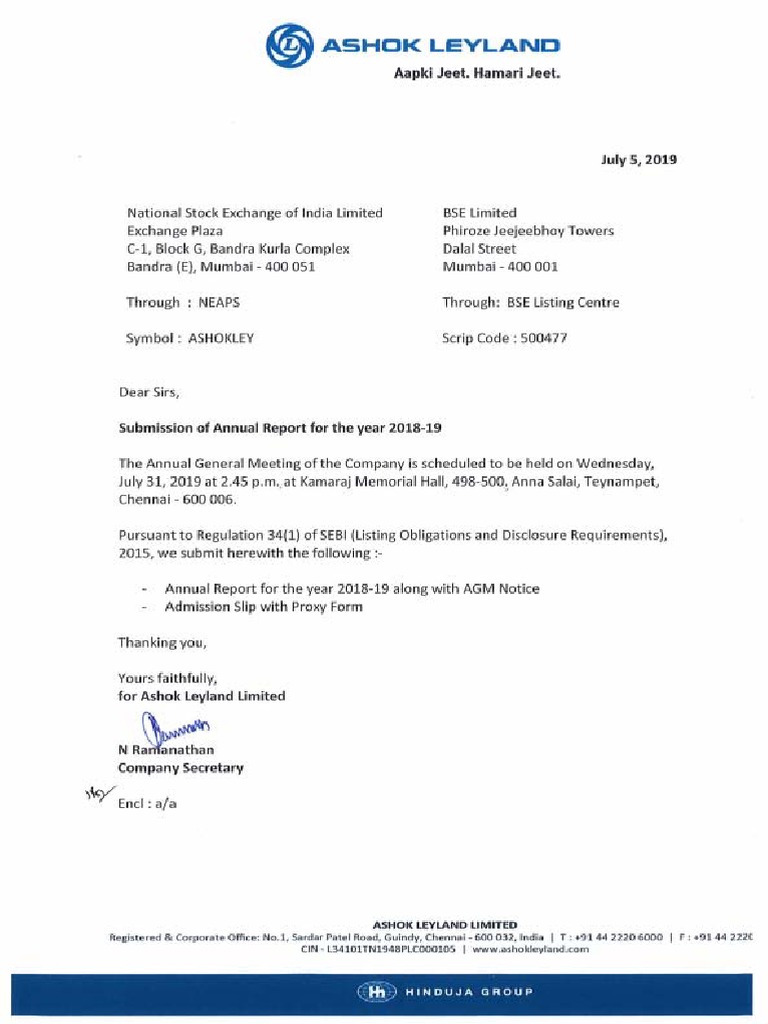 Ashok Leyland Annual Report Highlights Strong Performance PDF Equity (Finance) Financial