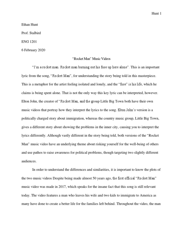 Rocket Man Rhetorical Analysis Pdf Entertainment General