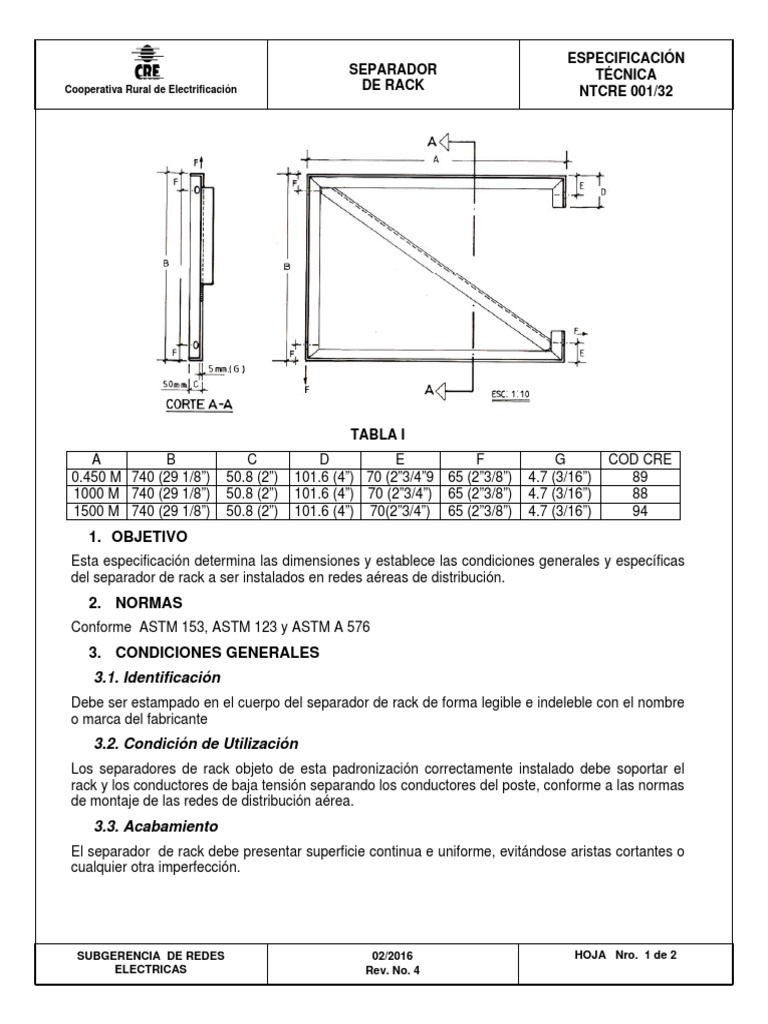 Especificación Técnica Separador de Rack | PDF | Materiales | Rieles