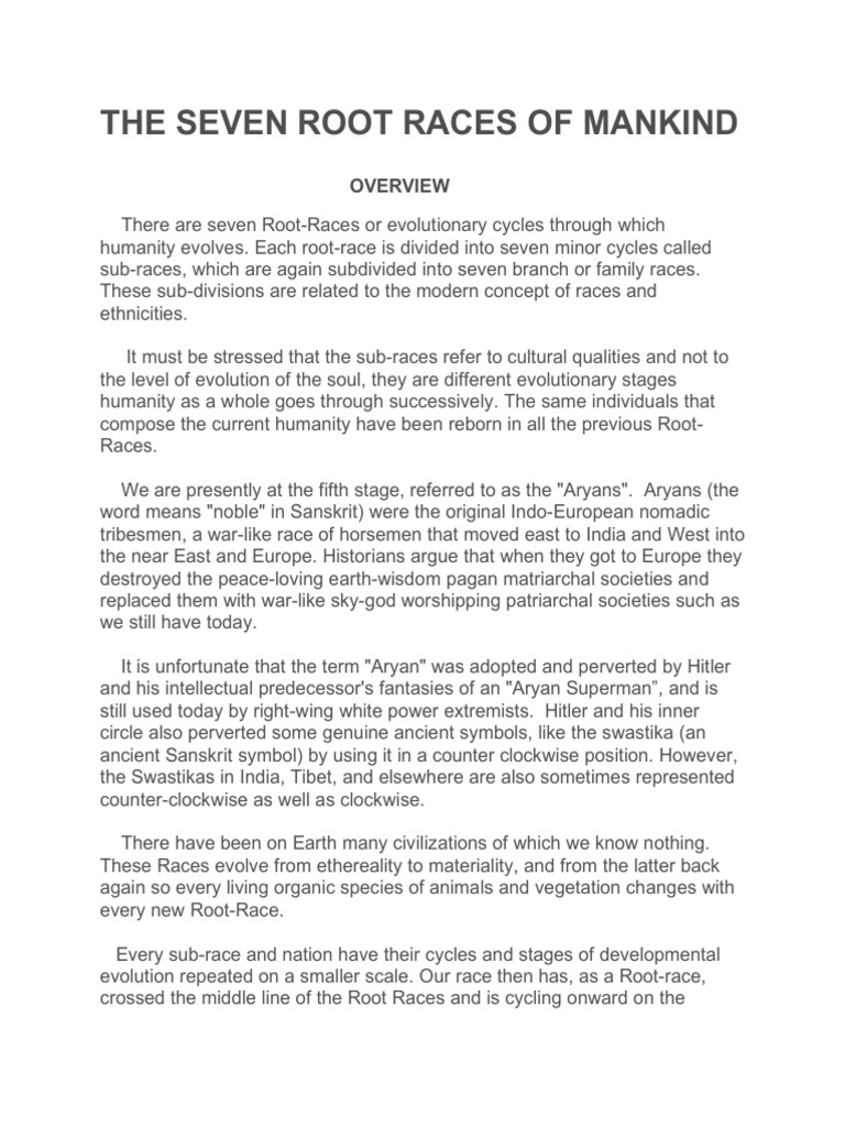 Understanding the Seven Root Races | PDF | Race (Human Categorization)