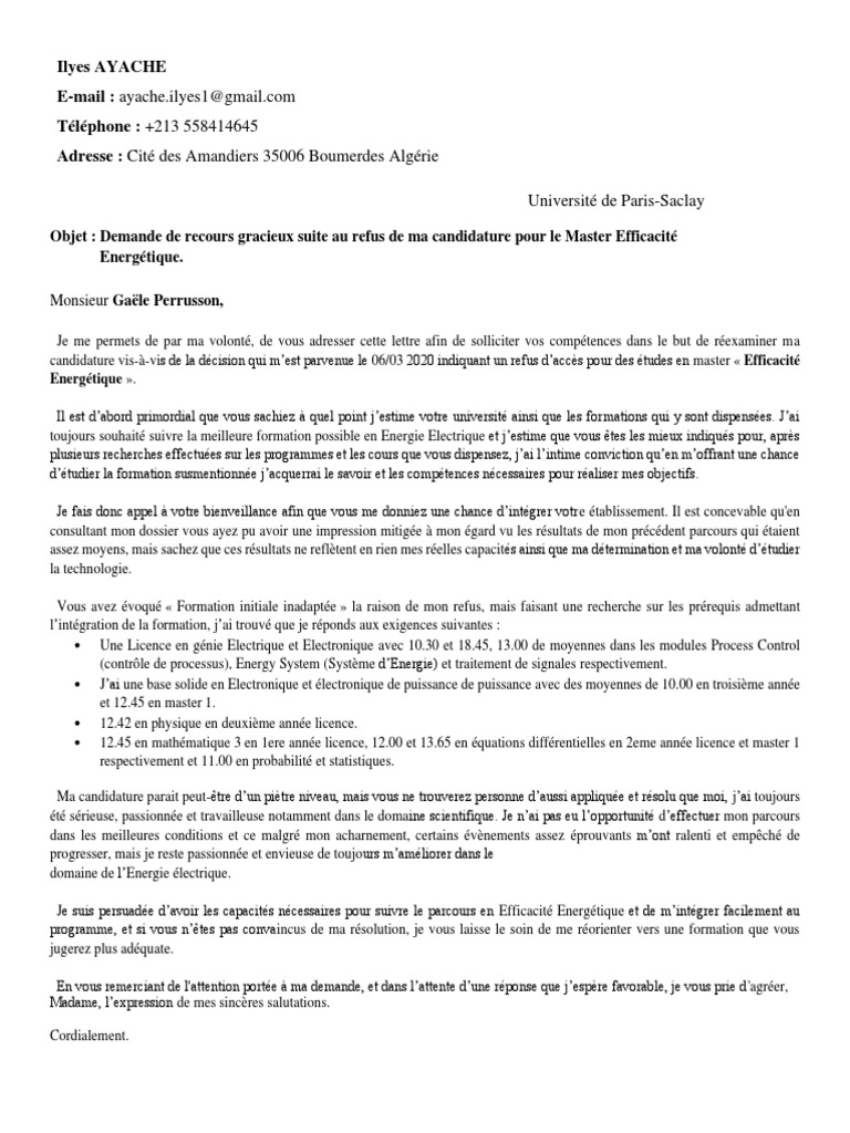 Lettre De Recours Gracieux Pour Refus De Visa Pdf Recours Gracieux | PDF | Énergie et ressources | La nature