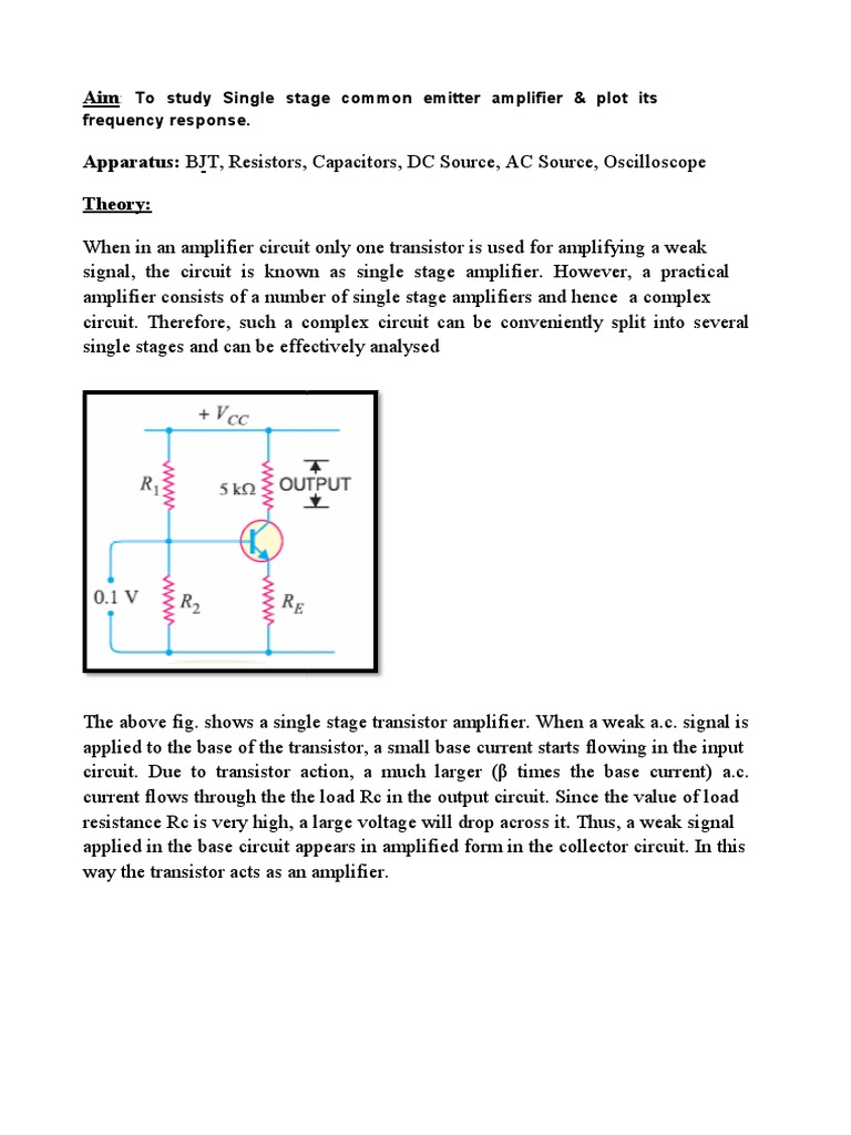 CE Amplifier Gain and Frequency Response | PDF | Amplifier | Electrical ...