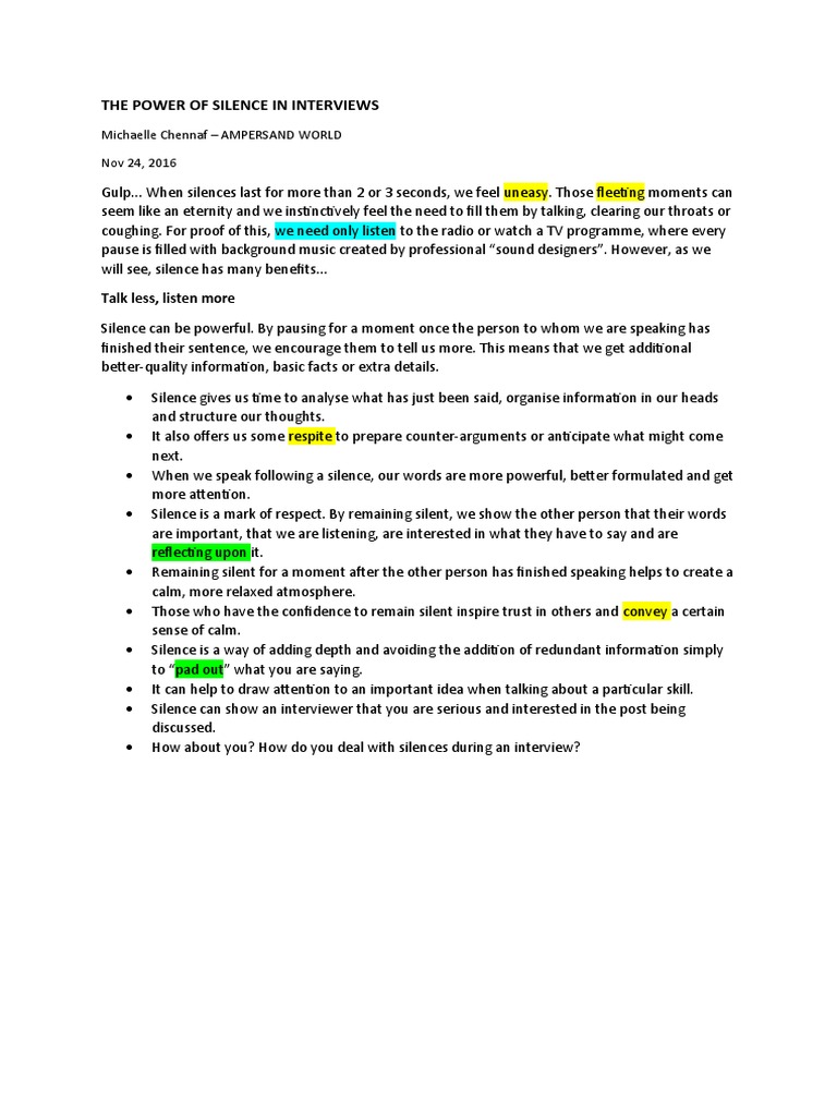 The Impact of Silence in Interviews | PDF