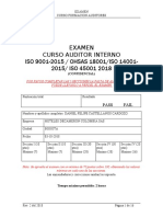 Examen de Auditor Interno Iso 9001 Iso 14001 Iso 45001 Ohsas 18001