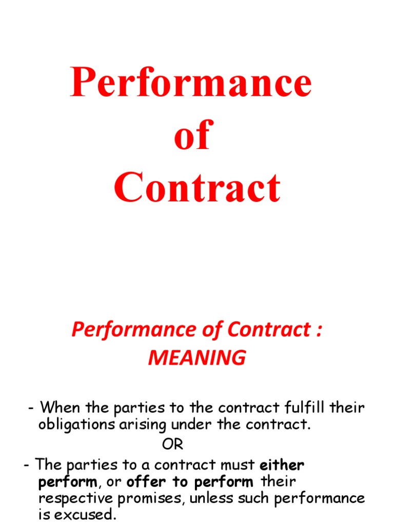 Contract Performance Explained | PDF