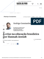 A crise na educação brasileira por Hannah Arendt