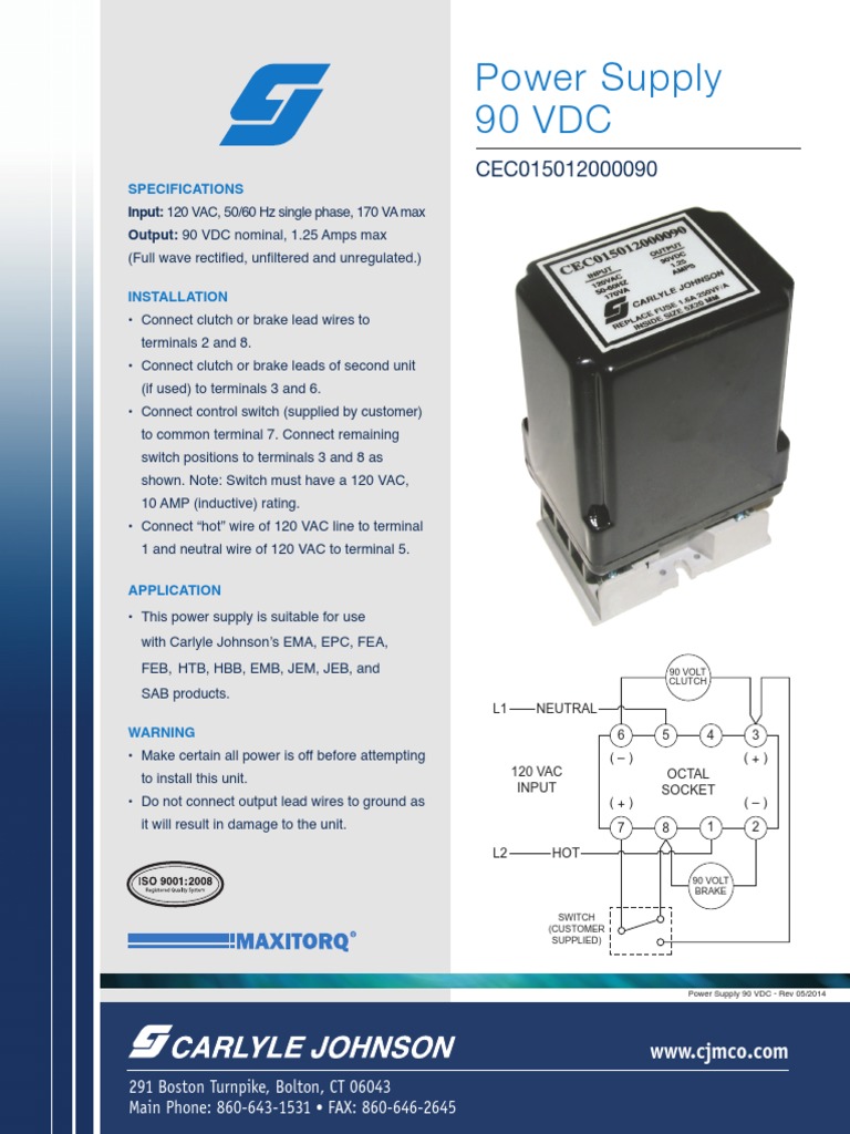 90 VDC Power Supply Specs & Installation | PDF | Power Supply ...
