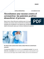 Necesitamos Una Vacuna Contra El Coronavirus - Las Patentes Podrían Desacelerar El Proceso