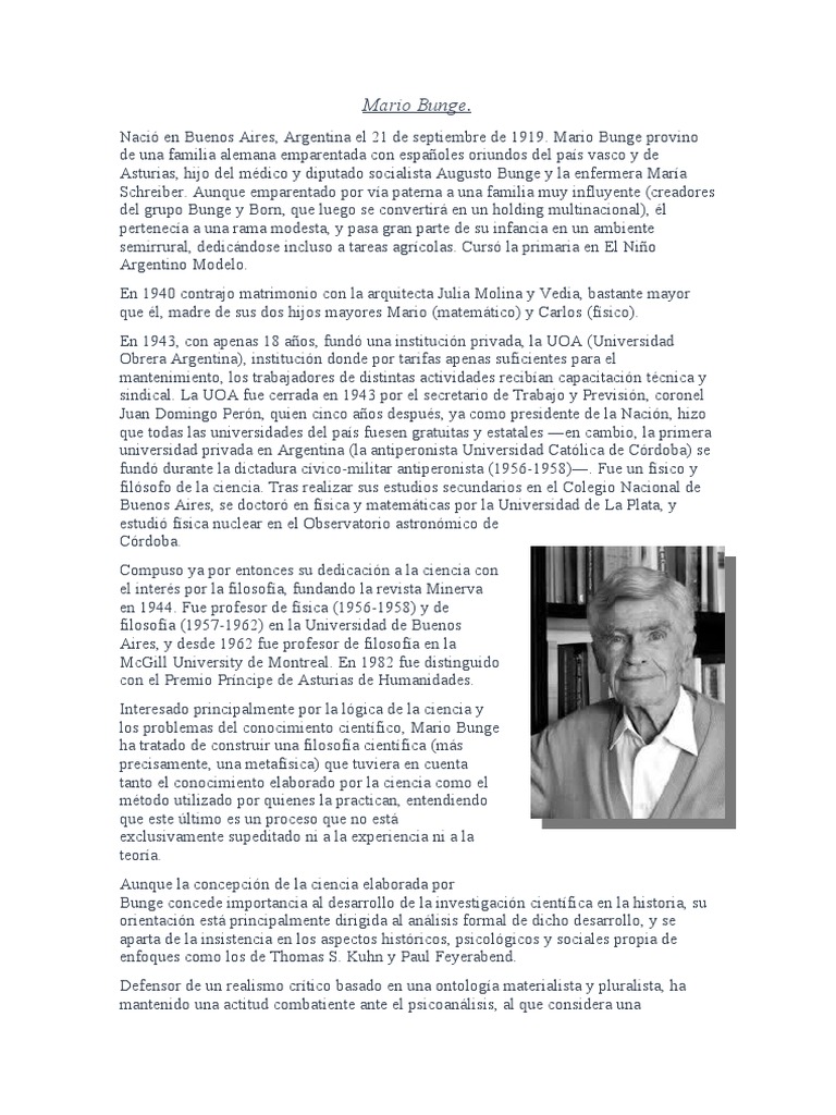 Mario Bunge PDF Realismo filosófico Pseudociencia