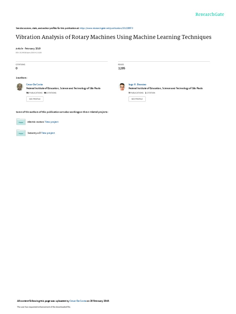 Vibration Analysis of Rotary Machines Using Machine Learning Techniques ...