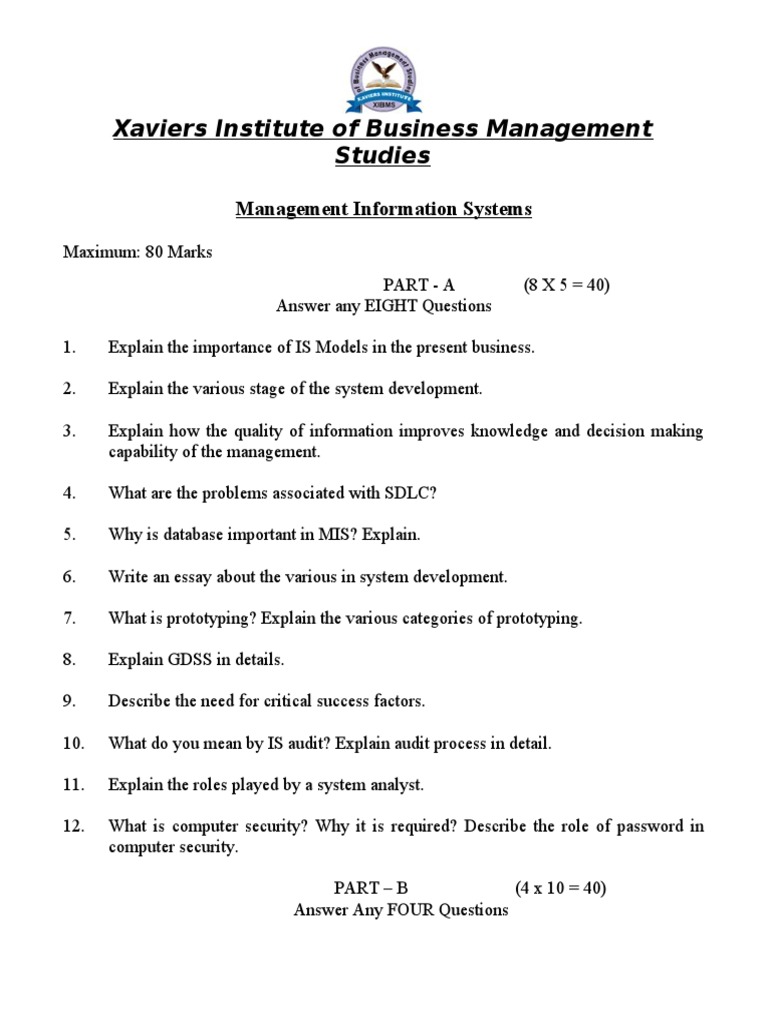 Management Information Systems Exam Guide | PDF