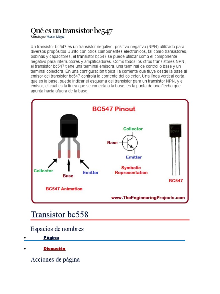 Lo que es un transistor BC547 PDF Diodo Transistor