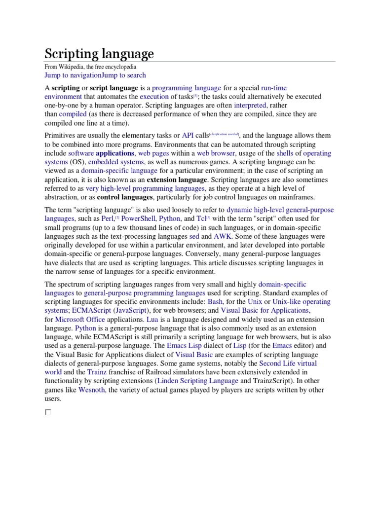 Scripting Language: From Wikipedia, The Free Encyclopedia | PDF ...