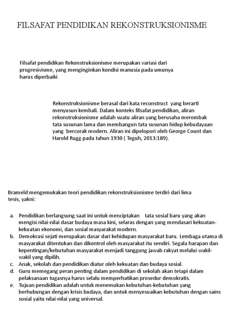 Filsafat Pendidikan Rekonstruksionisme Pdf