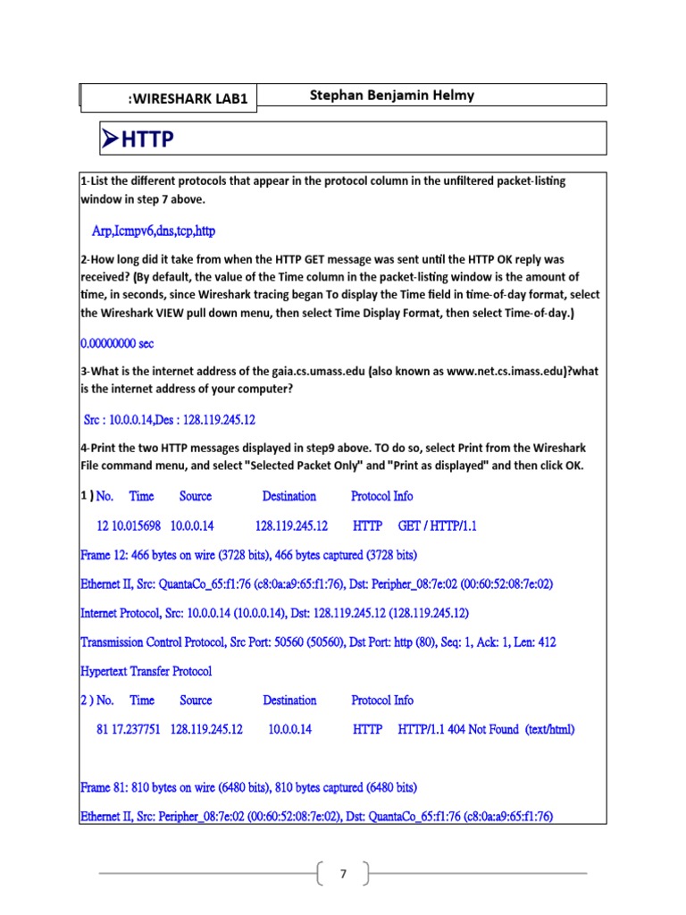 Wireshark Analysis of HTTP and DNS | PDF | Hypertext Transfer Protocol ...