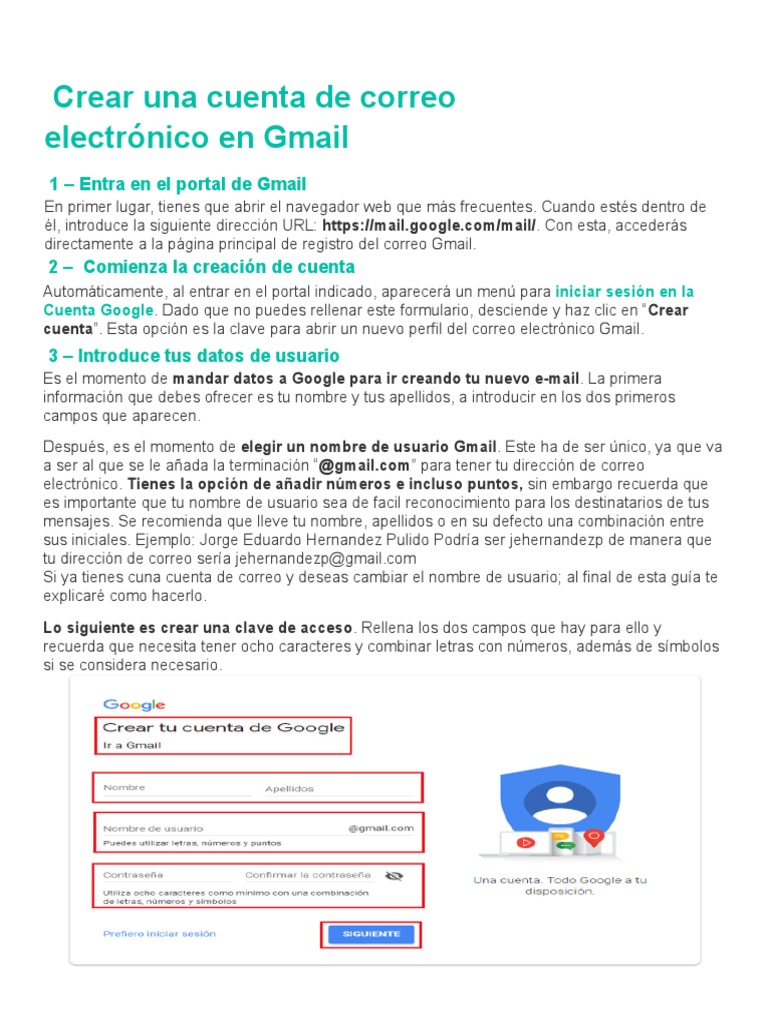 Alentar Real Fuerza Paso A Paso para Crear Correo de Gmail PDF | PDF | Gmail | Android (sistema  operativo)