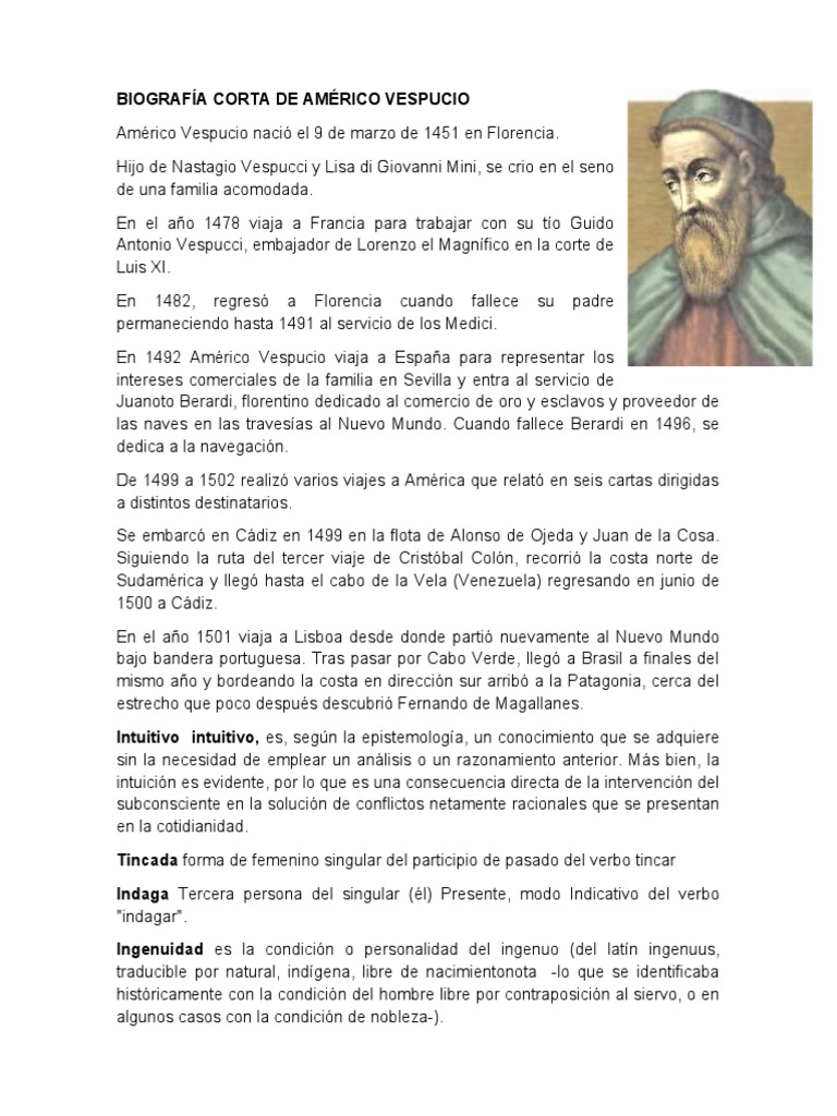 Biografía Corta de Américo Vespucio | PDF