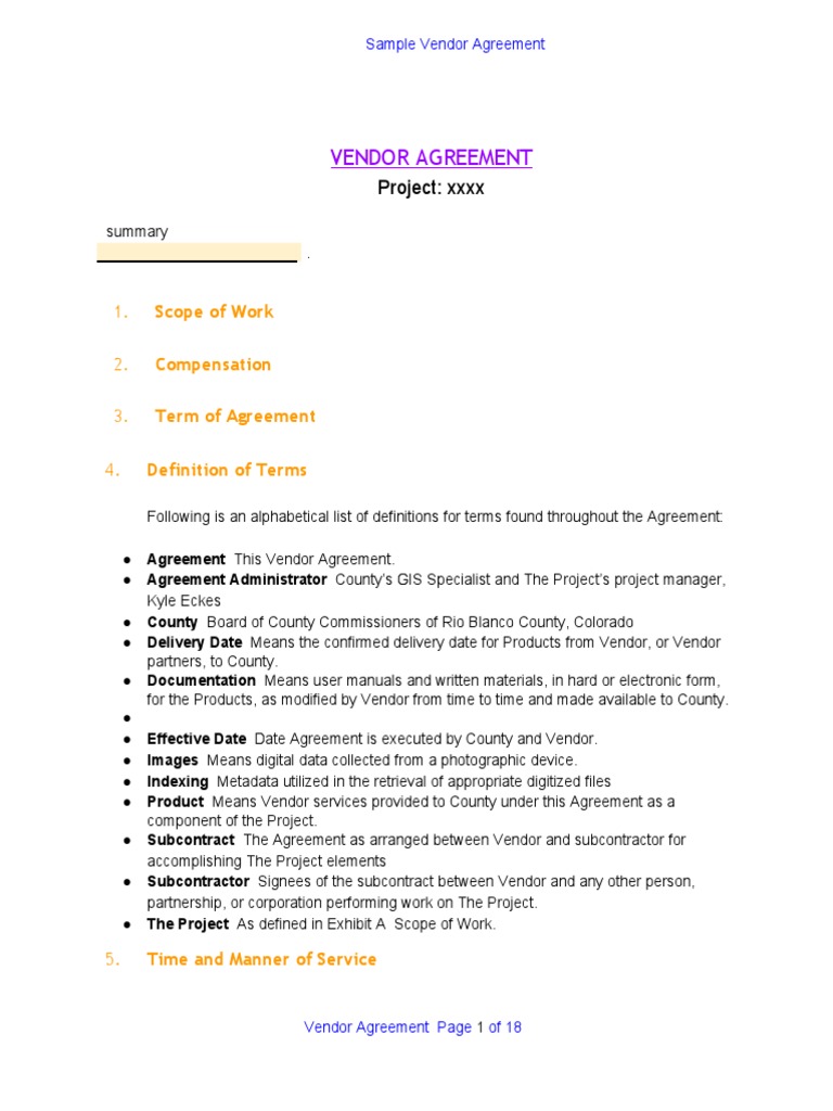 Vendor Project Contract. - Sample | PDF | Business Law | Business