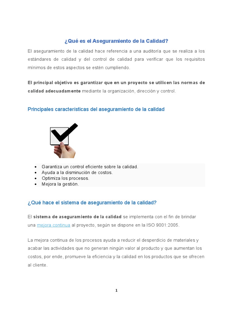 Aseguramiento de la Calidad: Conceptos Clave | PDF | Calidad (comercial ...