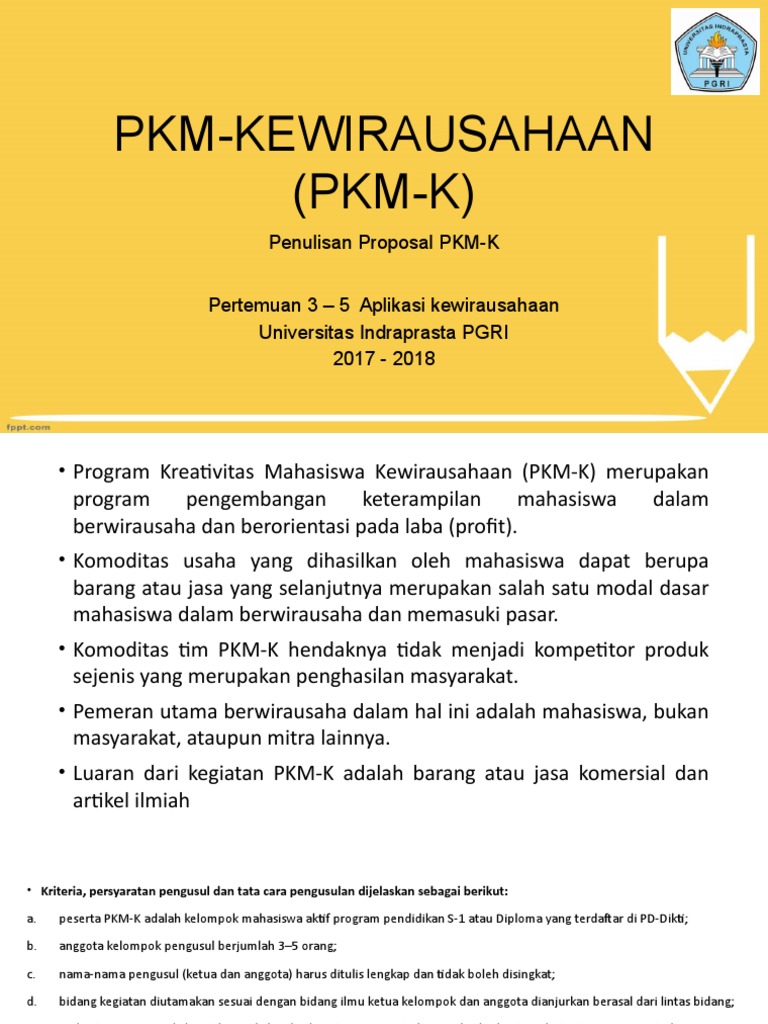 Penulisan Proposal PKM-KEWIRAUSAHAAN (PKM-K) | PDF