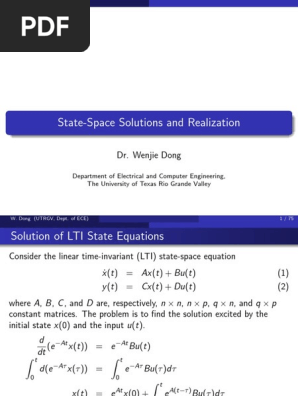 Lecture 3 State Space Solutions And Realization V1 Matrix Mathematics Eigenvalues And Eigenvectors