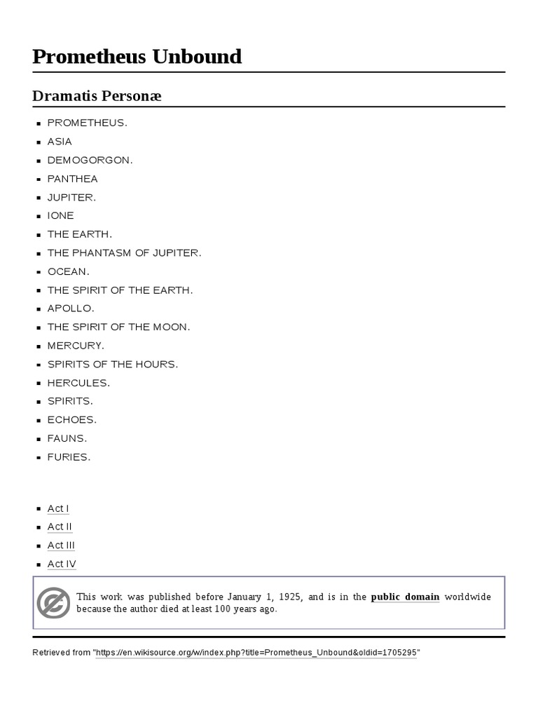 Prometheus Unbound Pdf | Prometheus Unbound (Shelley) – KUPEG