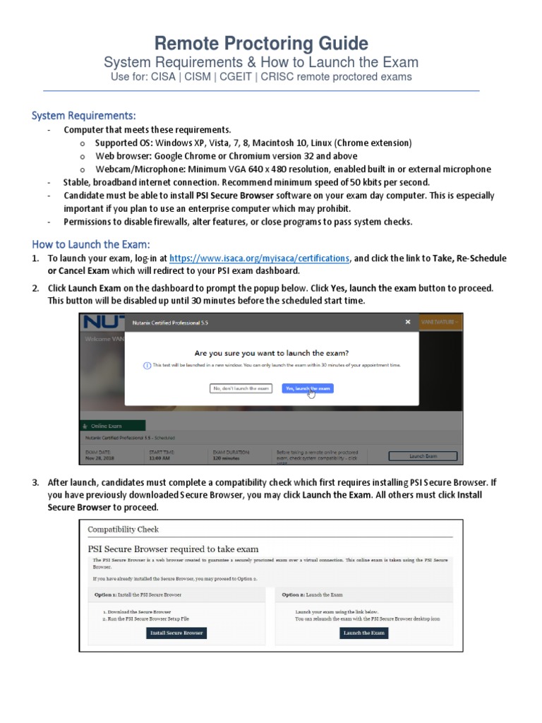 Remote Proctoring Exam Setup Guide | PDF | Computing Platforms ...