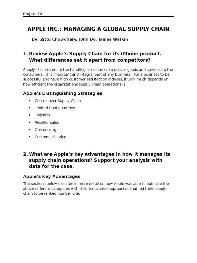 Apple Supply Chain Analysis and Recommendations | PDF