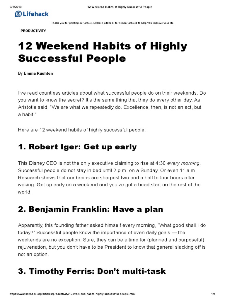 12 Weekend Habits of Successful People | PDF | Meditation