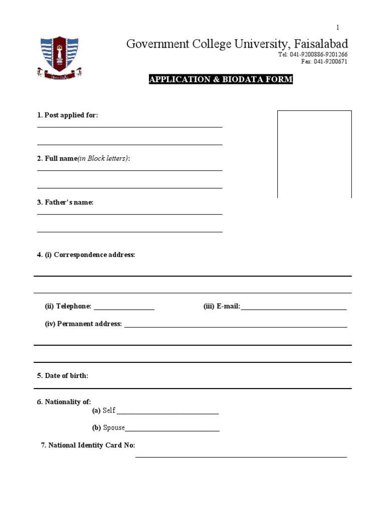 job document application word form sample Form and  Biodata Application  Academic  Titles Degree