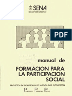 1981 Manual de Formación para La Participación Social Proyectos de Desarrollo de Vivienda Por Autogestión
