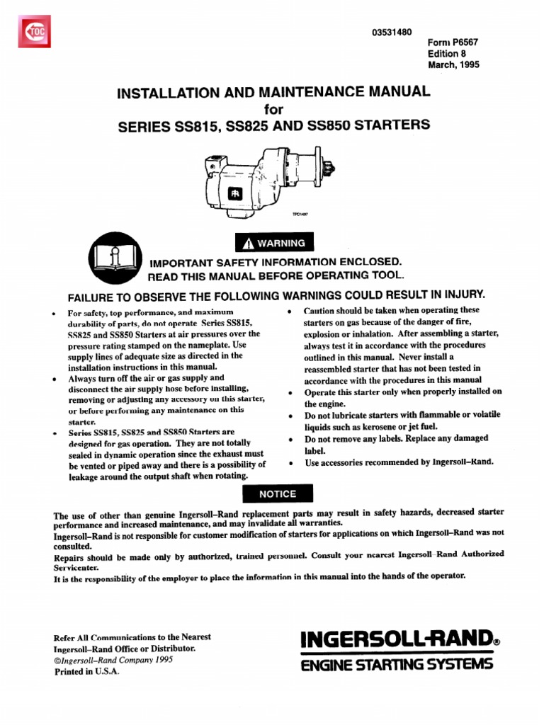 Ingersoll Rand Air Starter Valve Motor Oil Prueba gratuita de 30 días Scribd